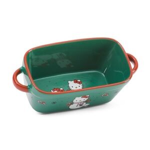NIB Hello Kitty Green Snowman Loaf Dish 9x5in